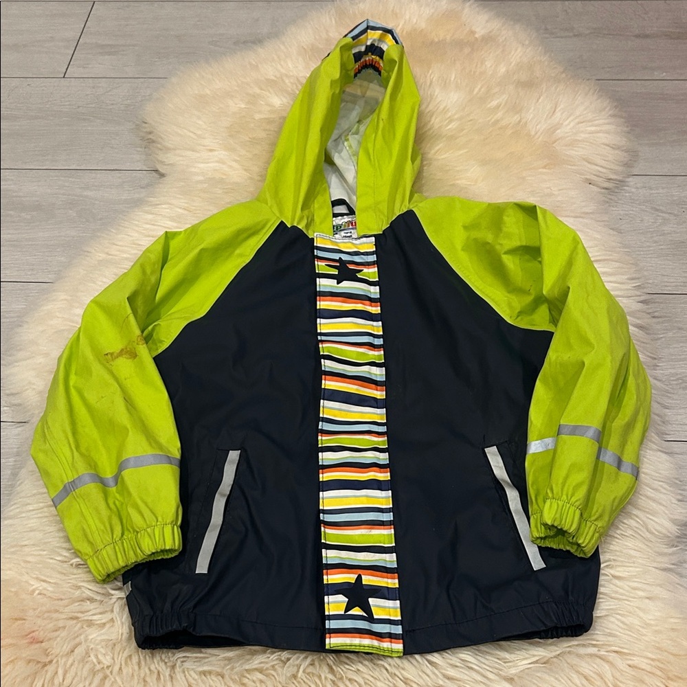 Vibrant Lime and Navy Kids Raincoat